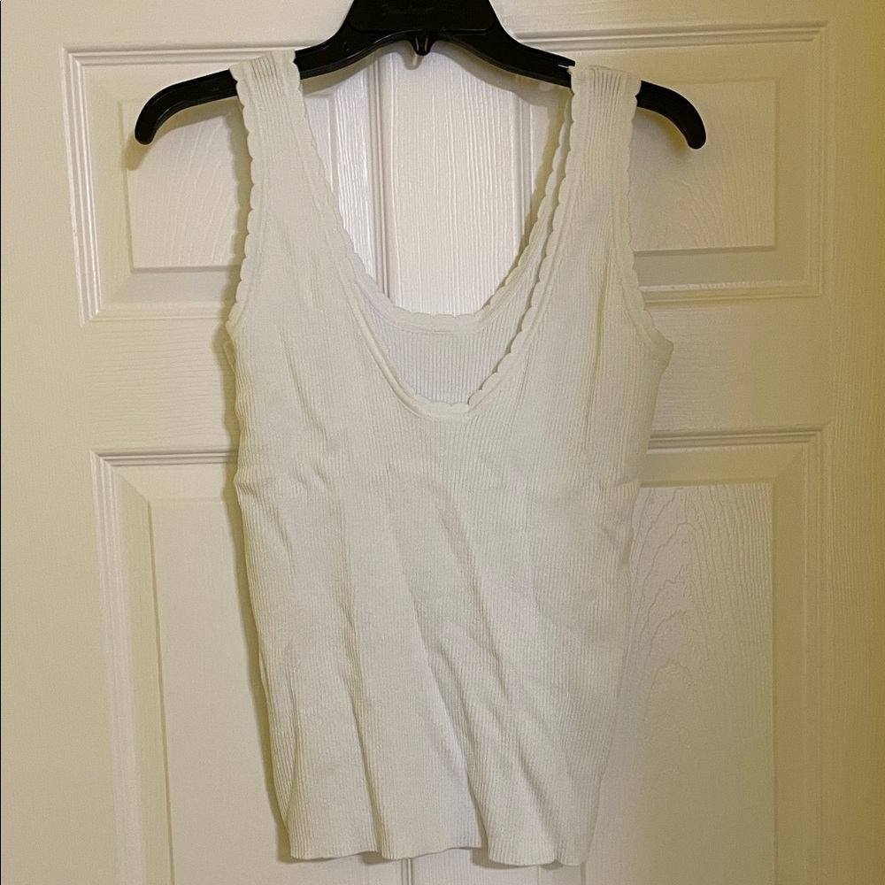 NIP TEMU White Ribbed Women's Tank Top